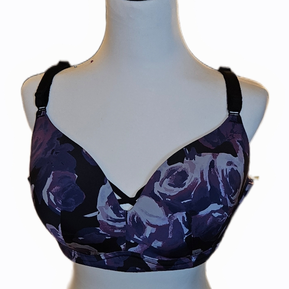 Torrid Black and Purple Push-up Bra